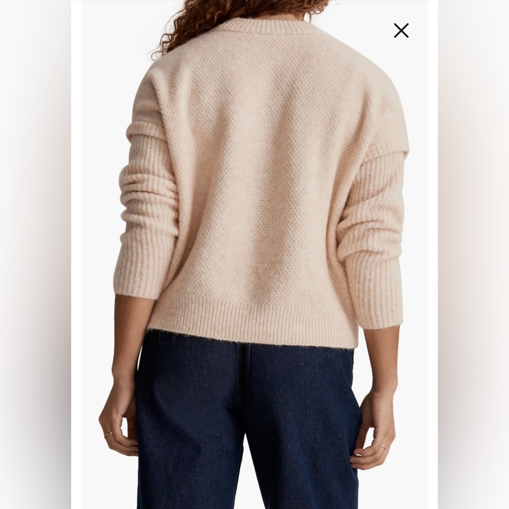 Madewell Havener Cable Pullover Sweater Heather Powder NWOT Crew Neck Size XS - Picture 2 of 13